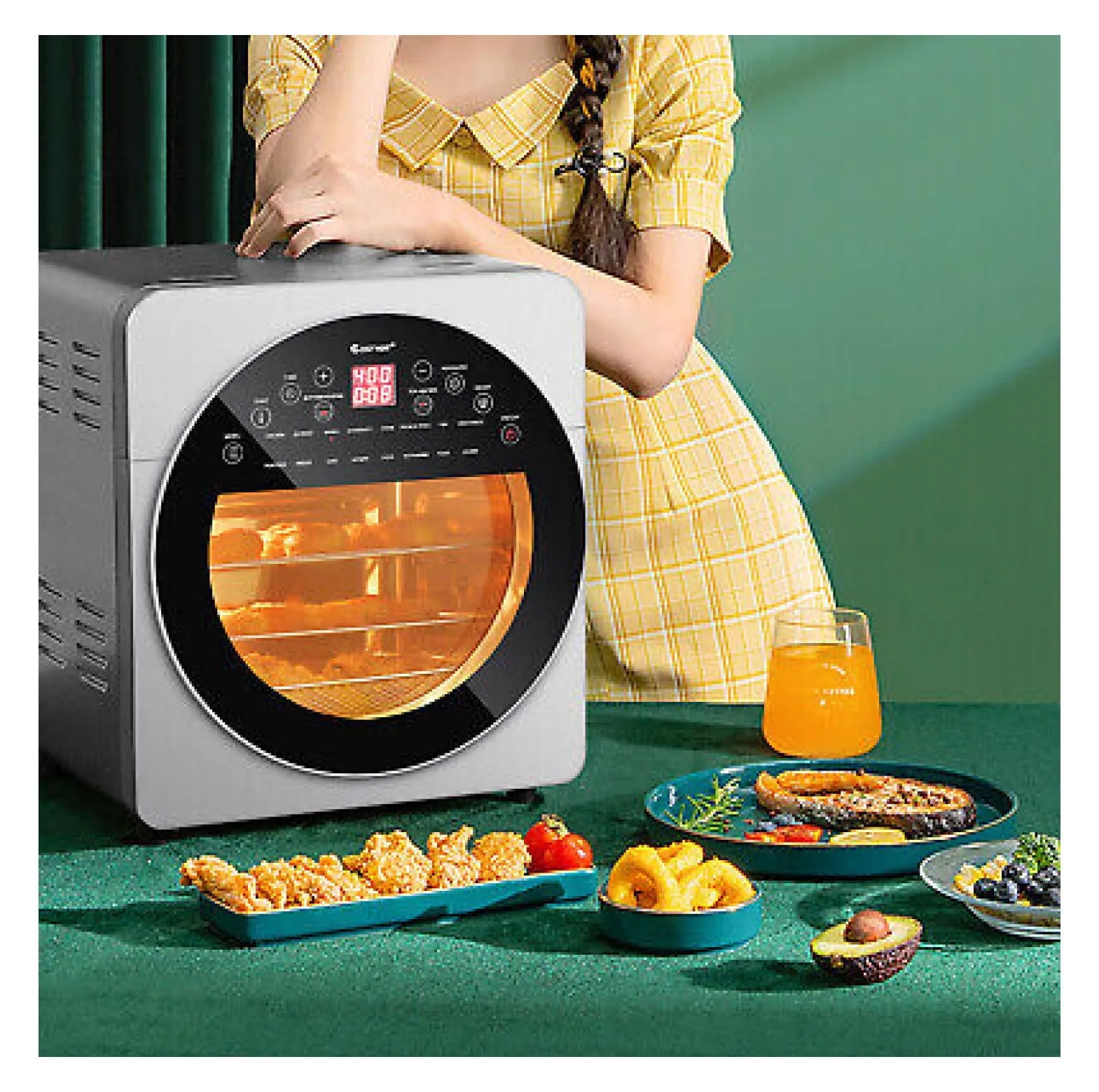 16-in-1 Air Fryer Oven 15.5 QT Toaster Oven Dehydrator Rotisserie w/ Accessories