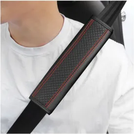 2 PCS Car Seat Belt Covers, PU Leather Safe Belt Pads Helps Protect Your Neck and Shoulder, Soft Car Seatbelt Protector for A More Comfortable Driving, Universal Car Accessories (Red)