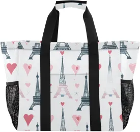 ALAZA Paris Eiffel Tower Red Lips Waterproof Beach Tote Bags