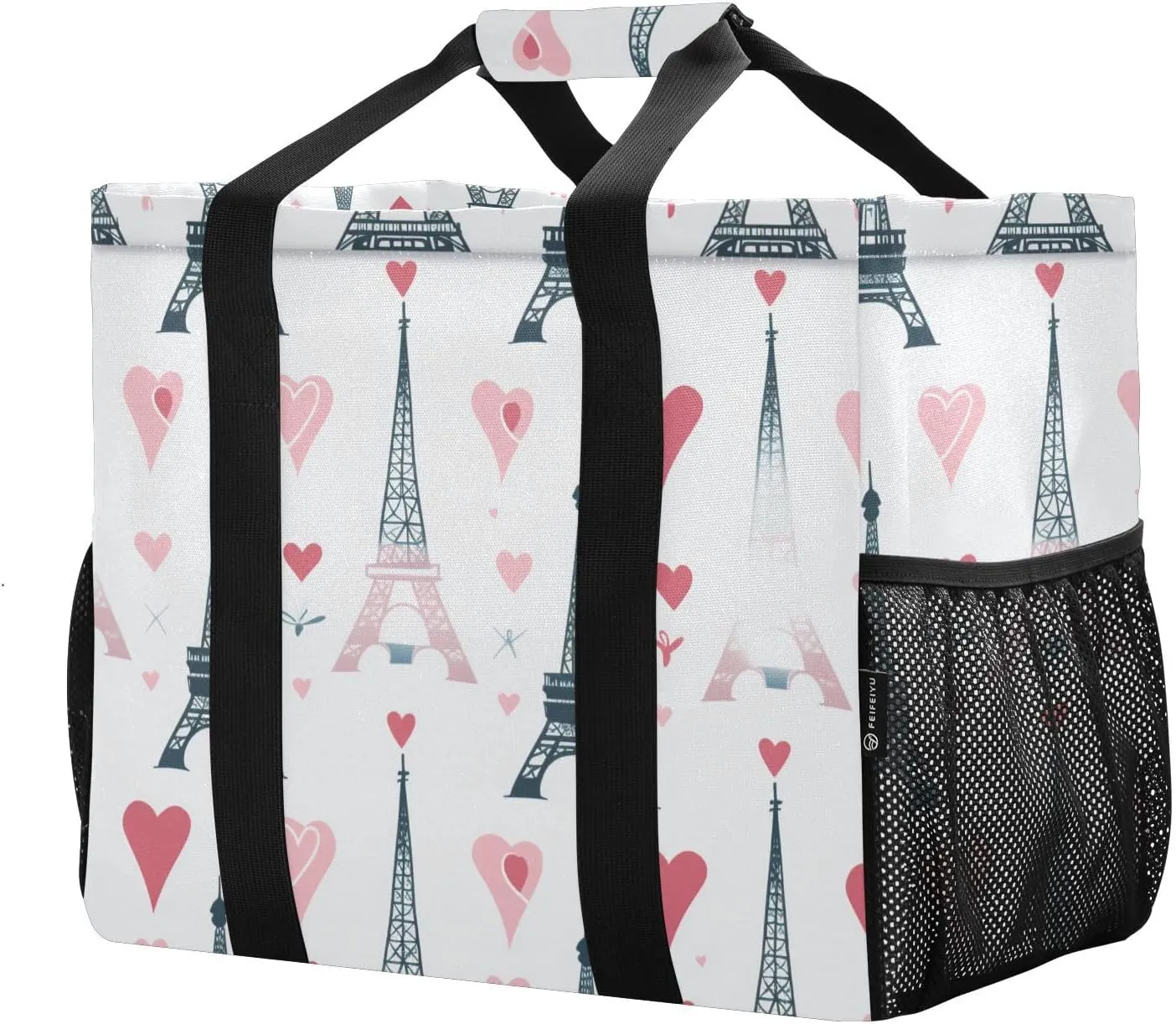 ALAZA Paris Eiffel Tower Red Lips Waterproof Beach Tote Bags