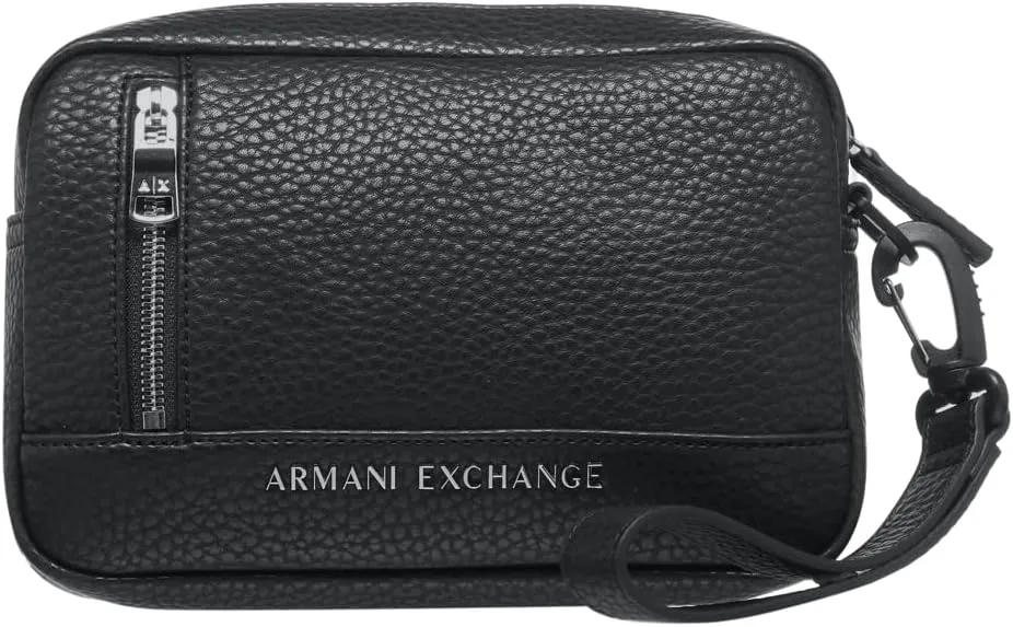 Armani Exchange Men's Pebble Branded Beauty Case Nero-Black, One Size, Small