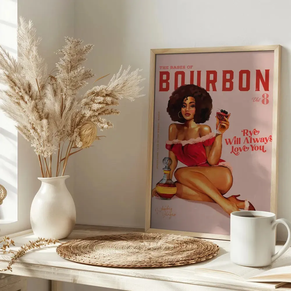 Babes of Bourbon Vol 8 Vintage Pinup Girl With Afro - Stretched Canvas, Poster or Fine Art Print