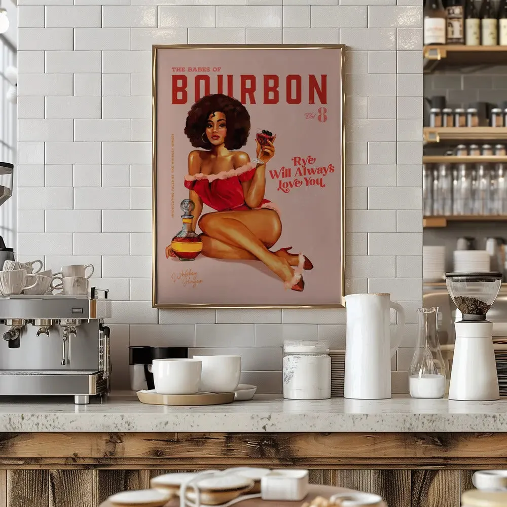 Babes of Bourbon Vol 8 Vintage Pinup Girl With Afro - Stretched Canvas, Poster or Fine Art Print