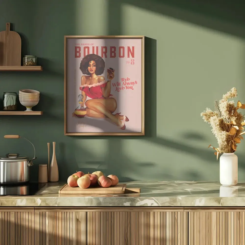 Babes of Bourbon Vol 8 Vintage Pinup Girl With Afro - Stretched Canvas, Poster or Fine Art Print