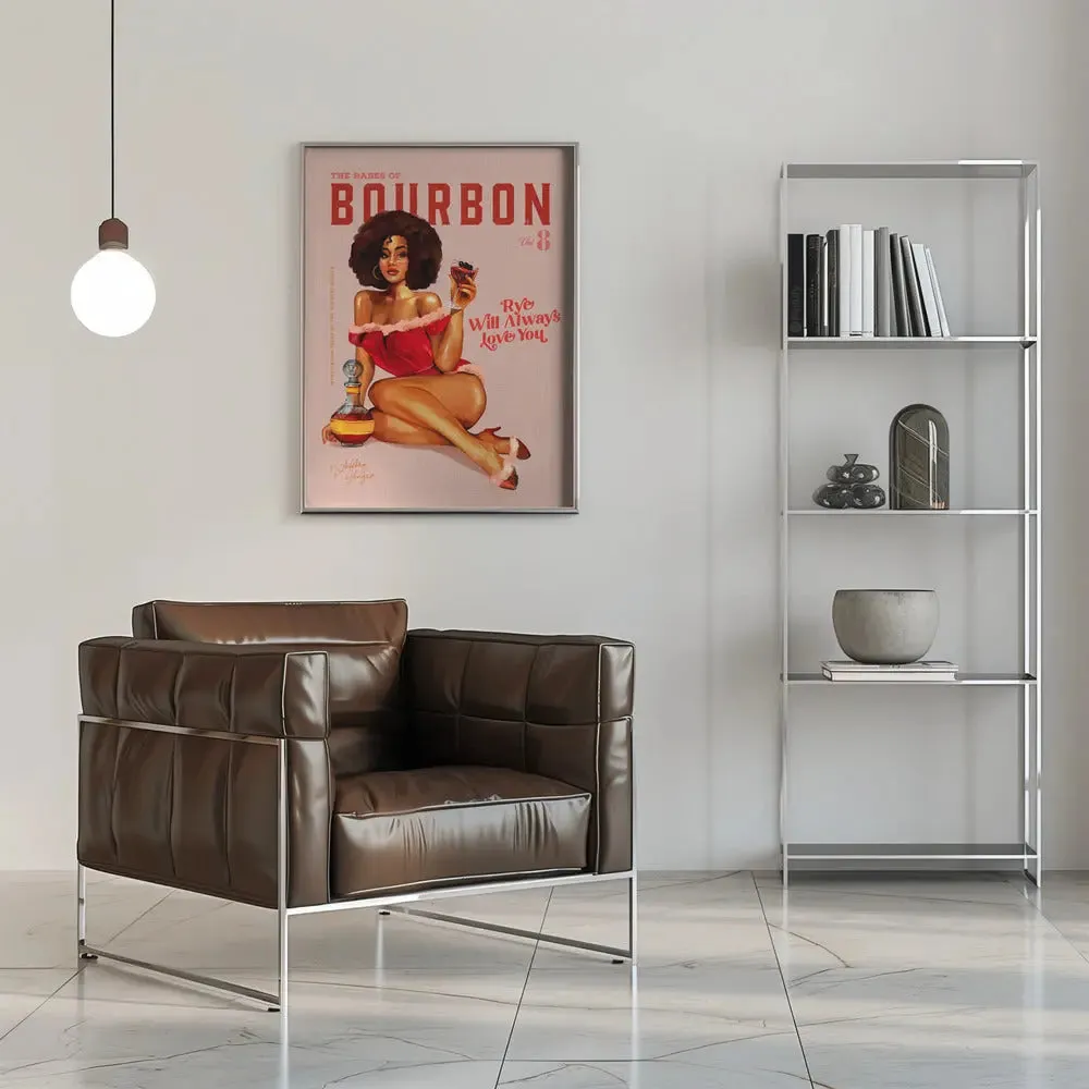 Babes of Bourbon Vol 8 Vintage Pinup Girl With Afro - Stretched Canvas, Poster or Fine Art Print