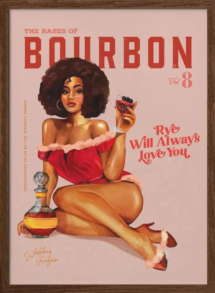 Babes of Bourbon Vol 8 Vintage Pinup Girl With Afro - Stretched Canvas, Poster or Fine Art Print