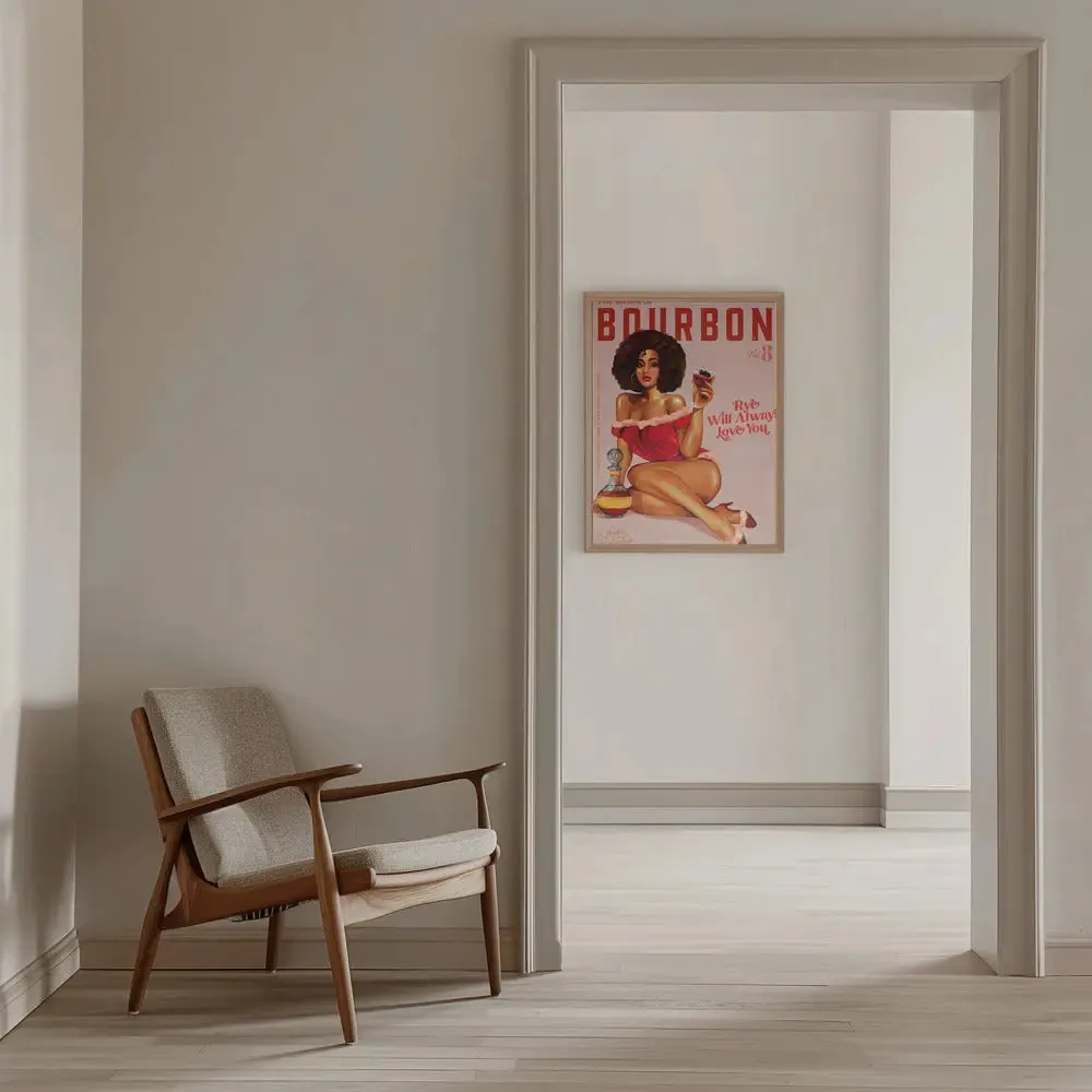 Babes of Bourbon Vol 8 Vintage Pinup Girl With Afro - Stretched Canvas, Poster or Fine Art Print