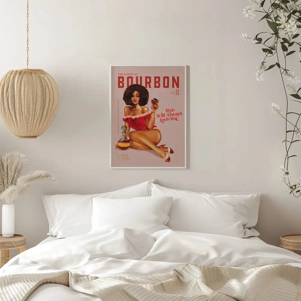 Babes of Bourbon Vol 8 Vintage Pinup Girl With Afro - Stretched Canvas, Poster or Fine Art Print