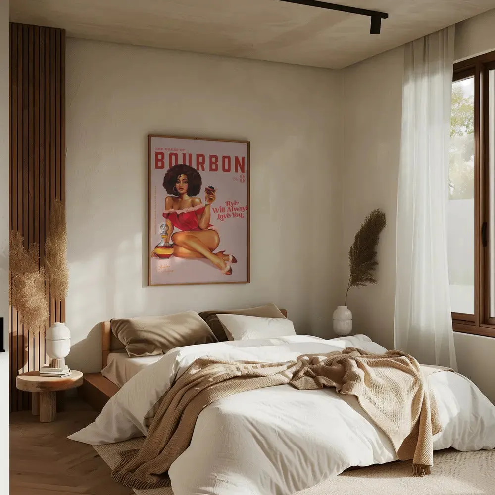 Babes of Bourbon Vol 8 Vintage Pinup Girl With Afro - Stretched Canvas, Poster or Fine Art Print