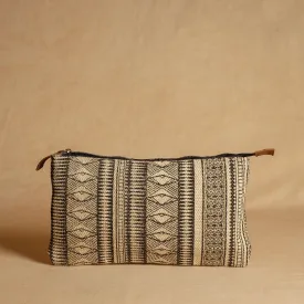 Beige - Jaipur Block Printed Handloom Cotton Multipurpose Toiletry Pouch (7 x 12 in)