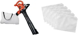 BLACK DECKER 3-in-1 Electric Leaf Blower with Leaf Blower Vacuum Bags, Disposable (BV3600 & BV-008)