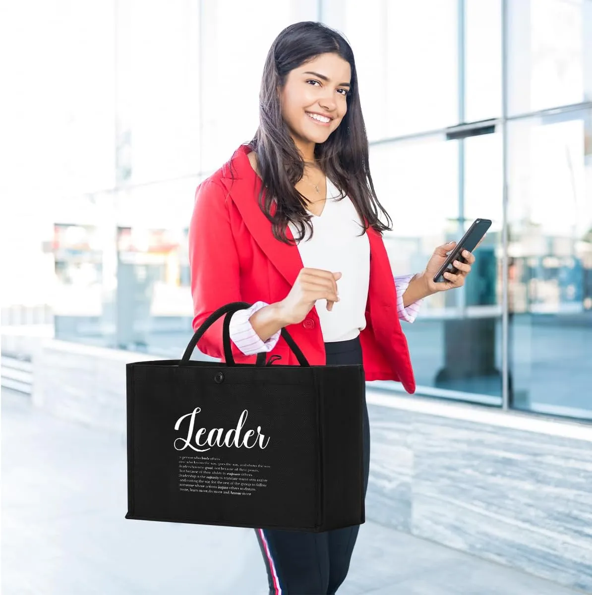 Canvas Tote Bag, Christmas Mothers Day Birthday Gifts for Female Woman Black
