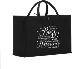Canvas Tote Bag, Christmas Mothers Day Birthday Gifts for Female Woman Black