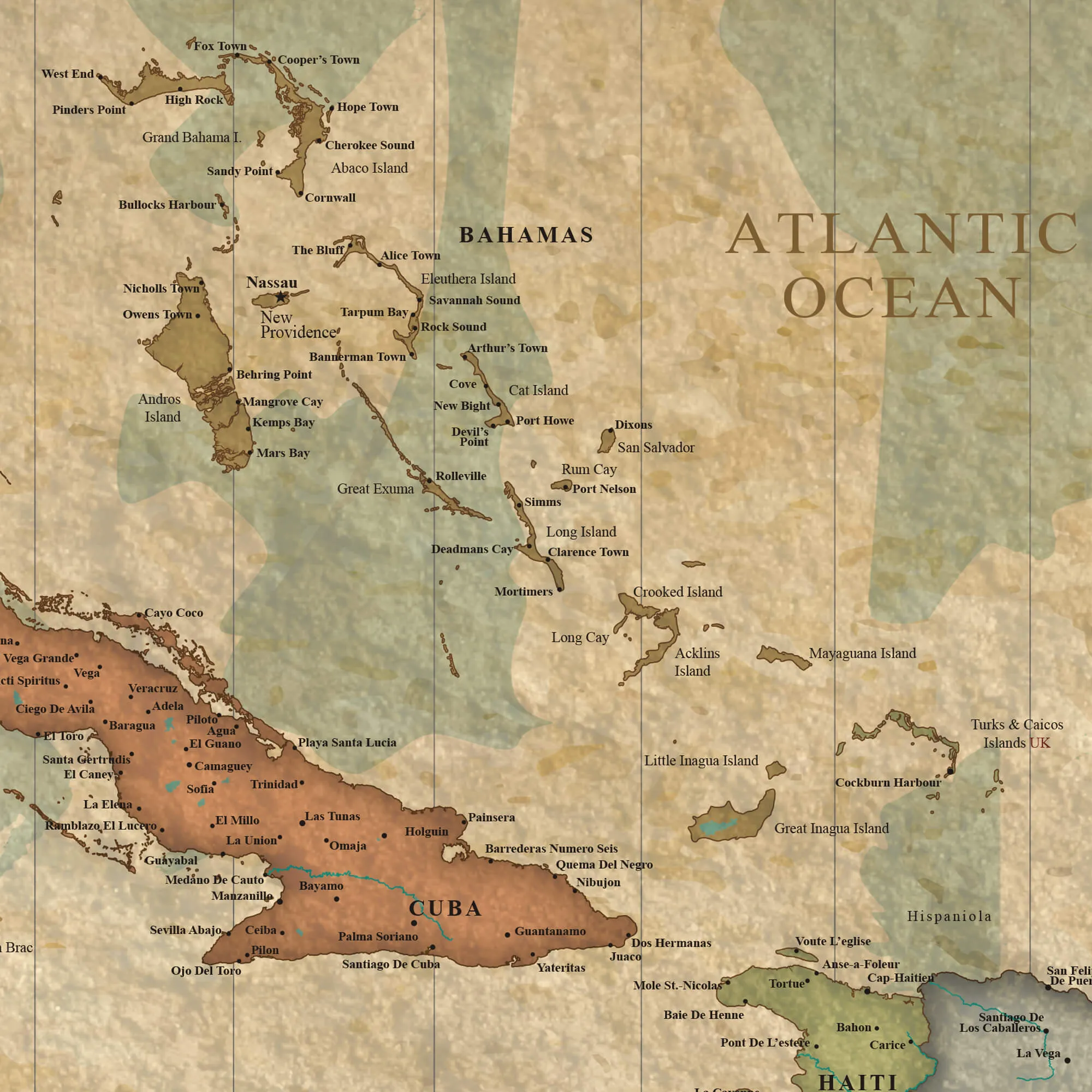 Caribbean Push Pin Travel Map - Single Panel