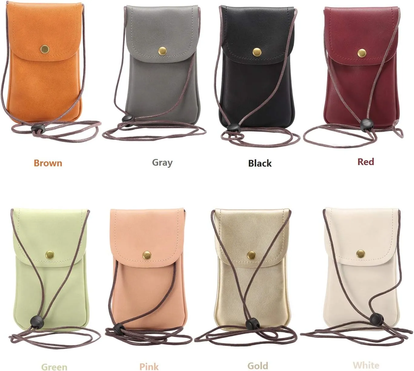 Cell Phone Neck Pouch, PU Leather Carrying Bag with Credit Card Holder Adjustable Strap, Small Travel Purse for iPhone 11 XR XS Max SE 8 7 6 Plus, Galaxy S10 S7 Edge A10 J7, Moto G6 (Gray)
