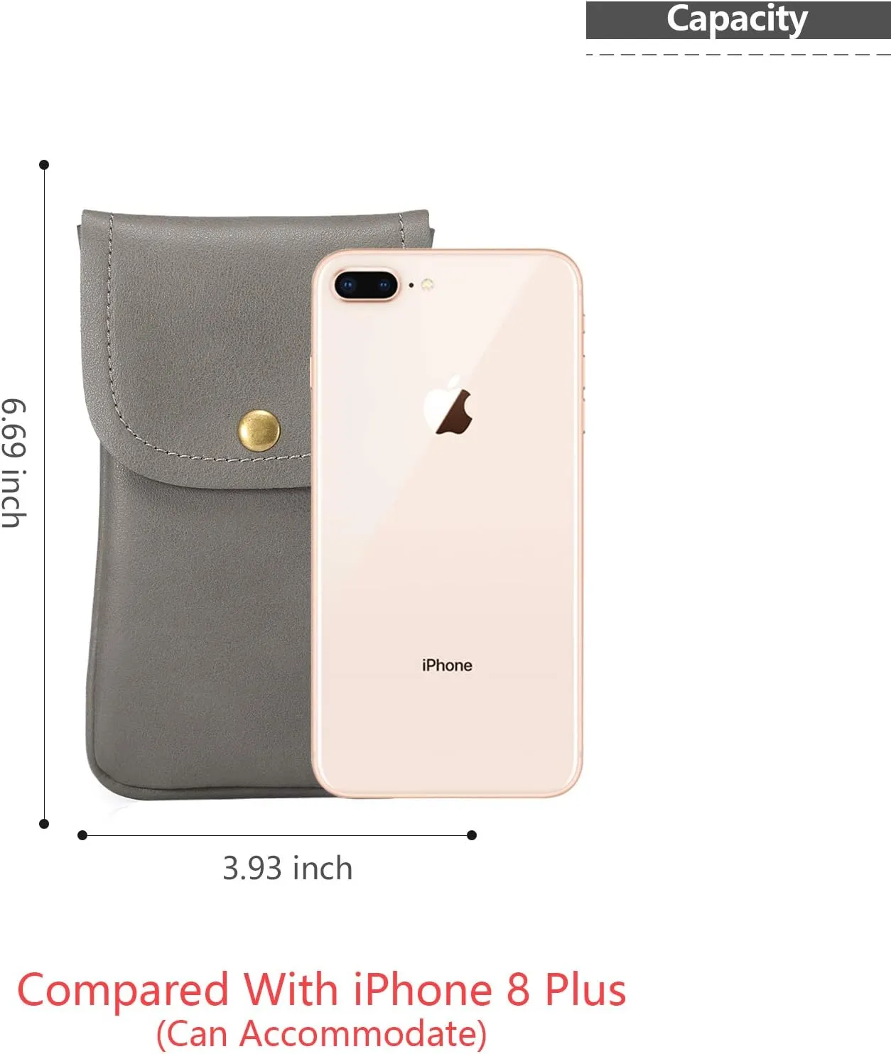 Cell Phone Neck Pouch, PU Leather Carrying Bag with Credit Card Holder Adjustable Strap, Small Travel Purse for iPhone 11 XR XS Max SE 8 7 6 Plus, Galaxy S10 S7 Edge A10 J7, Moto G6 (Gray)