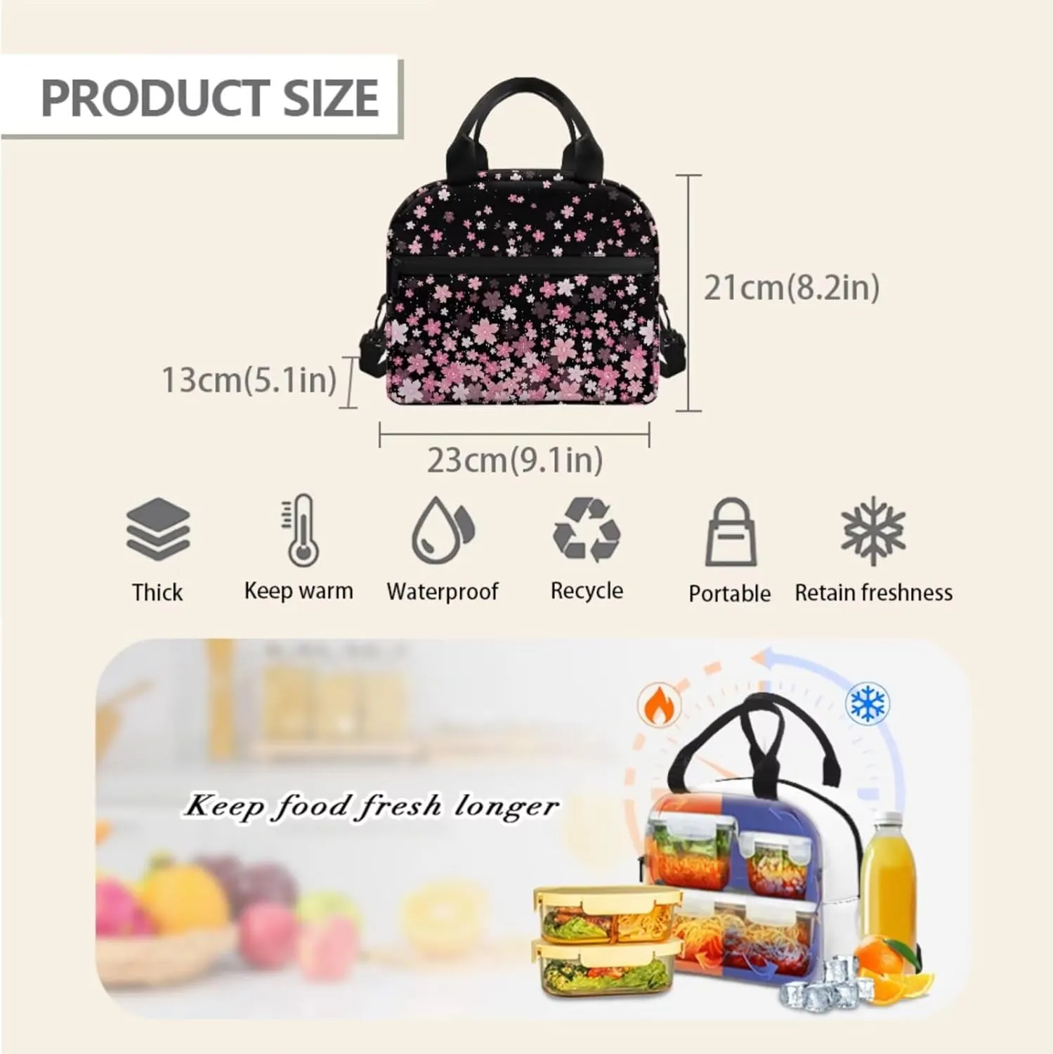 Cherry Backpack for Girls School Backpacks for Girls School Bag Elementary Kids Children 3pcs Backpack with Lunch Box & Pencil Case