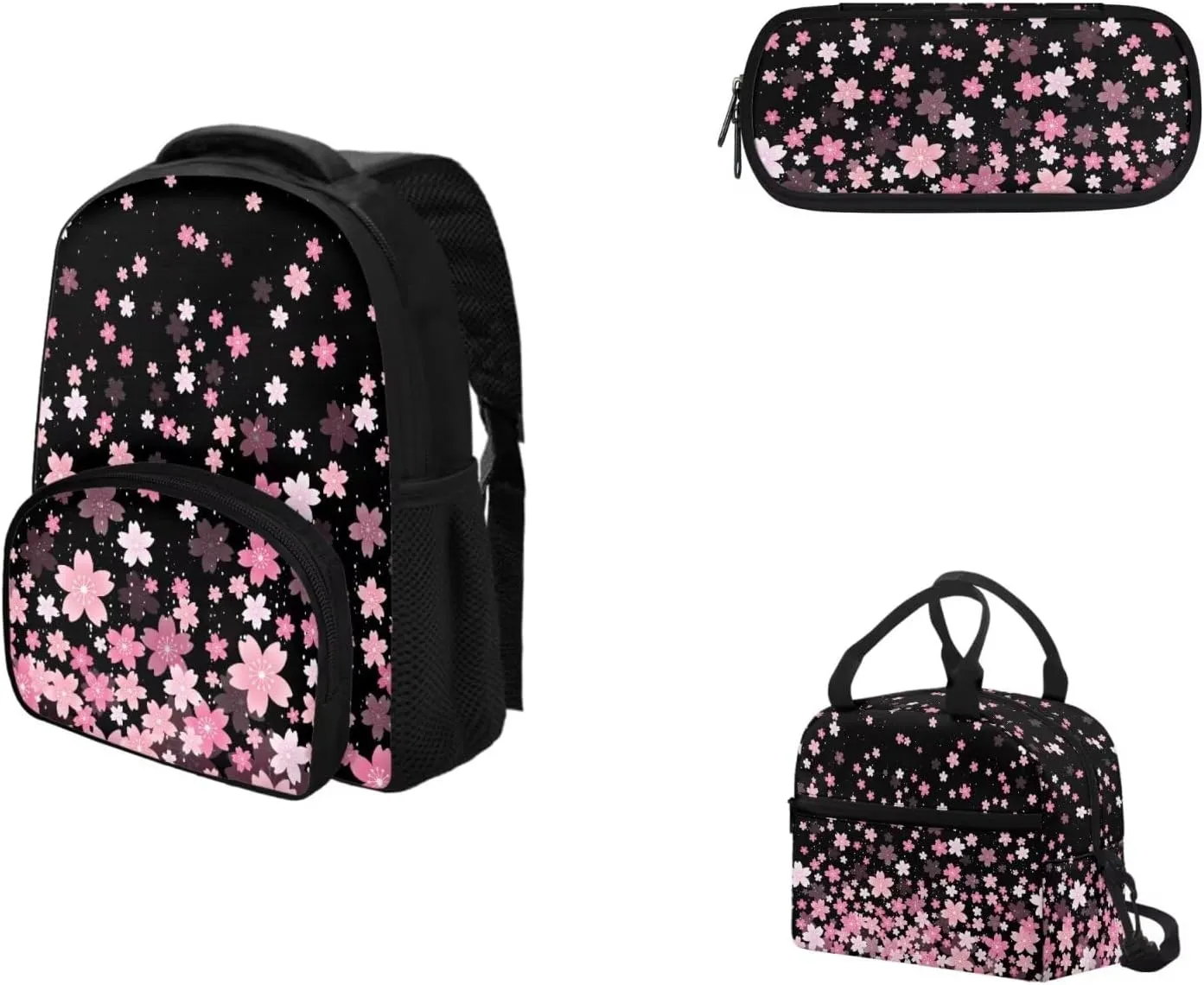 Cherry Backpack for Girls School Backpacks for Girls School Bag Elementary Kids Children 3pcs Backpack with Lunch Box & Pencil Case