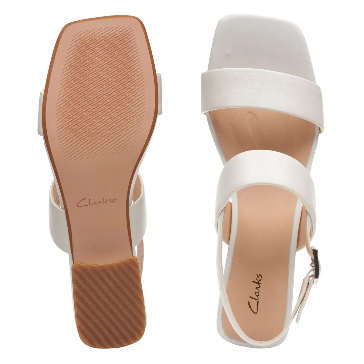 Clarks Women's Seren25 Strap Sandal White Leather 26164894