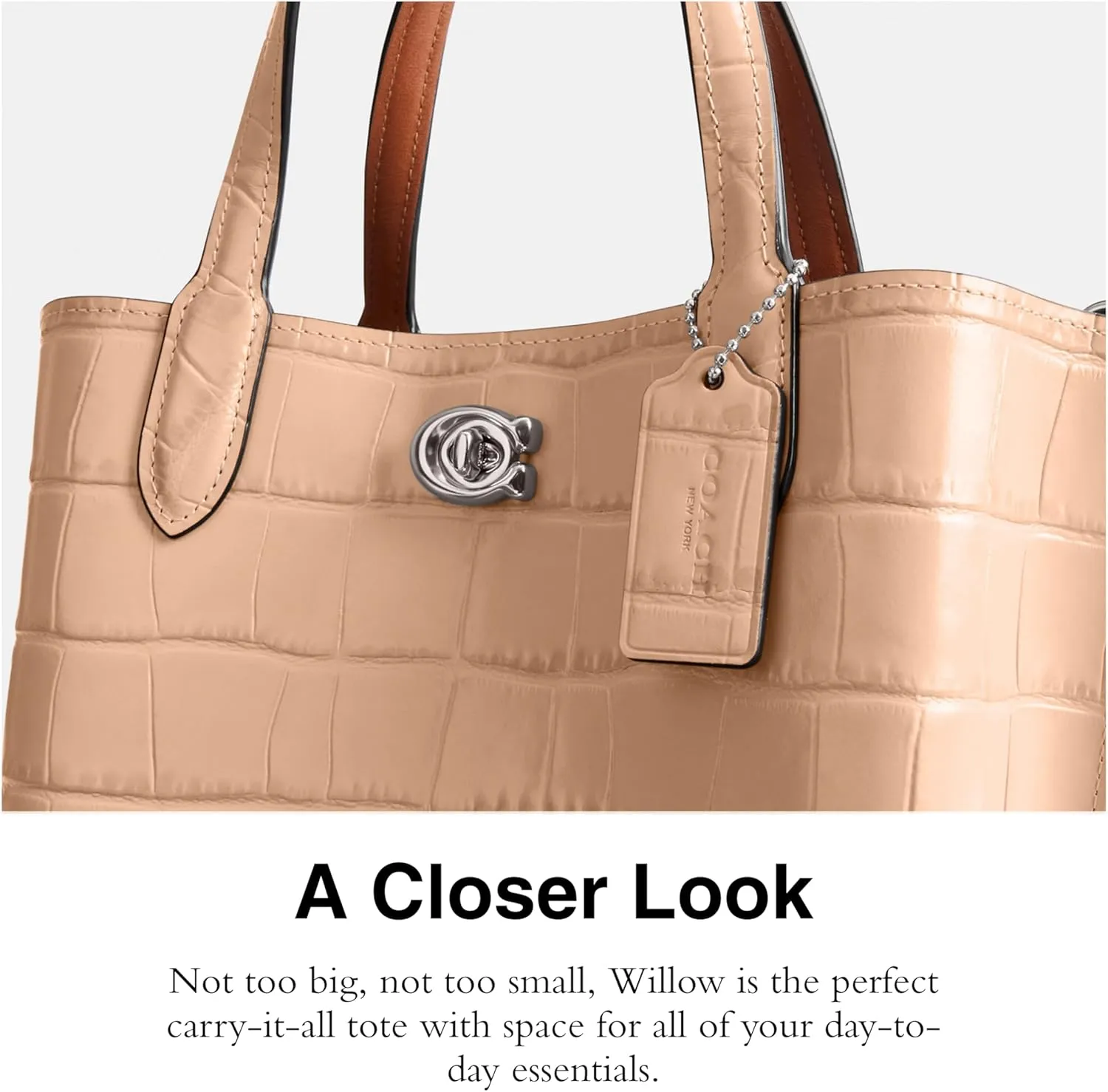 Coach Women's Embossed Croc Willow Tote 24