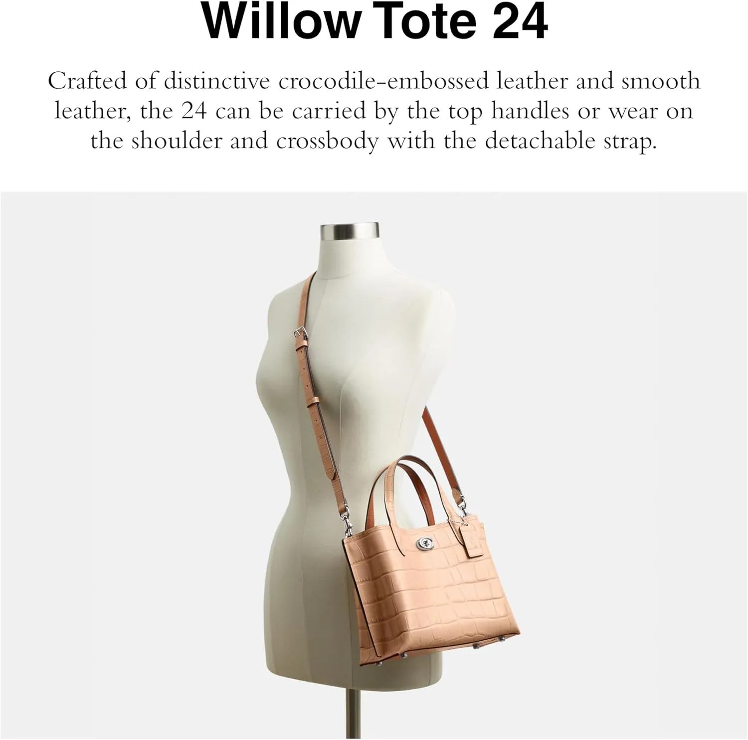 Coach Women's Embossed Croc Willow Tote 24