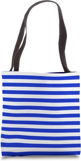 Cobalt Blue Cabana Tent Stripe Tote Bag
