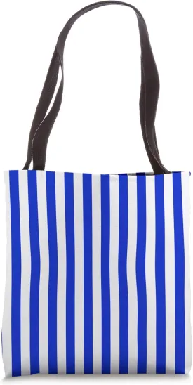 Cobalt Blue Cabana Tent Stripe Tote Bag