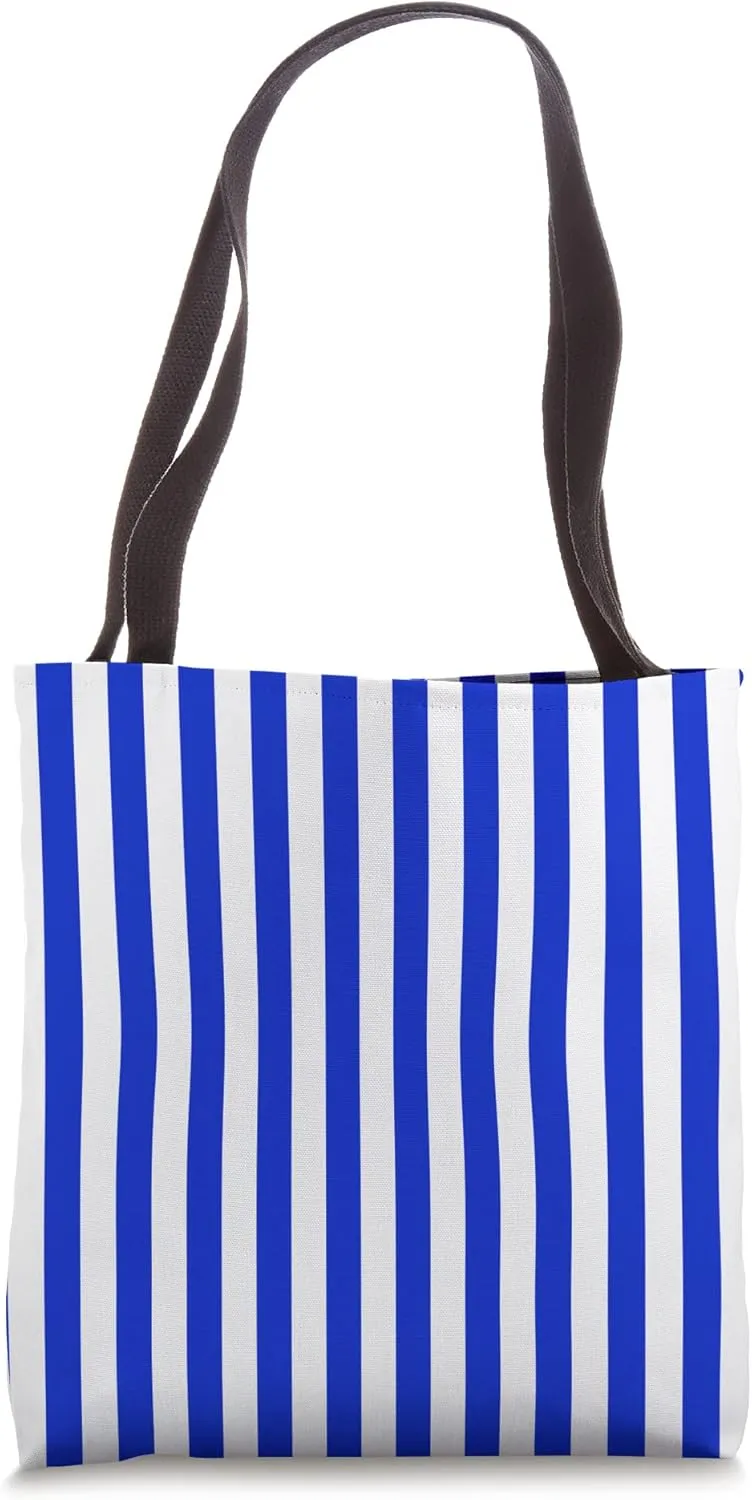 Cobalt Blue Cabana Tent Stripe Tote Bag