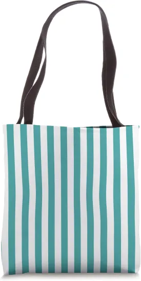 Dark Turquoise Cabana Tent Stripe Tote Bag