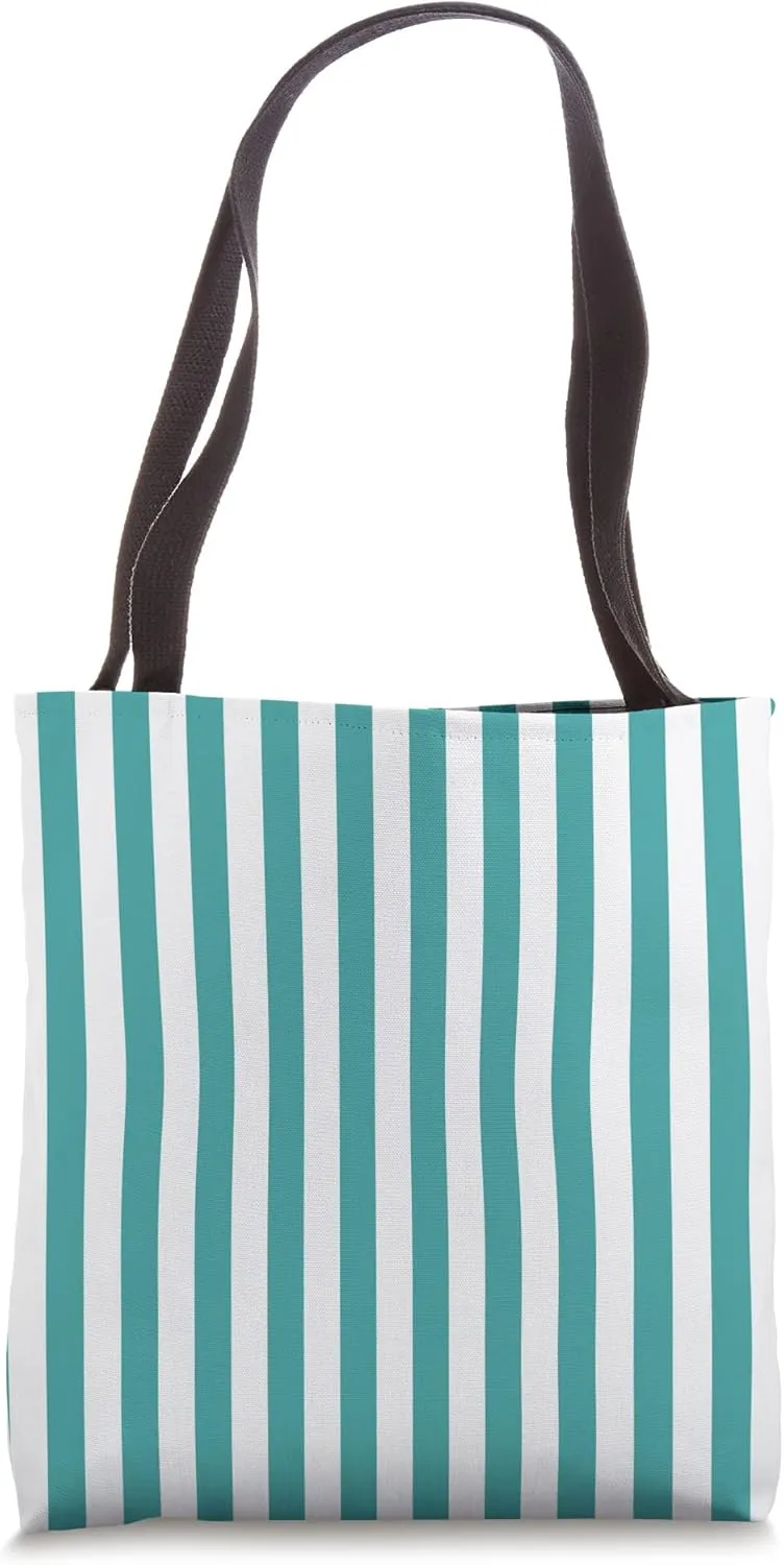 Dark Turquoise Cabana Tent Stripe Tote Bag