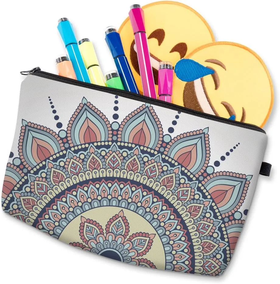 Deanfun Cosmetic Bag for Women, Mandala Flowers Waterproof Makeup Bags Roomy Toiletry Pouch Travel Accessories Gifts (50965)