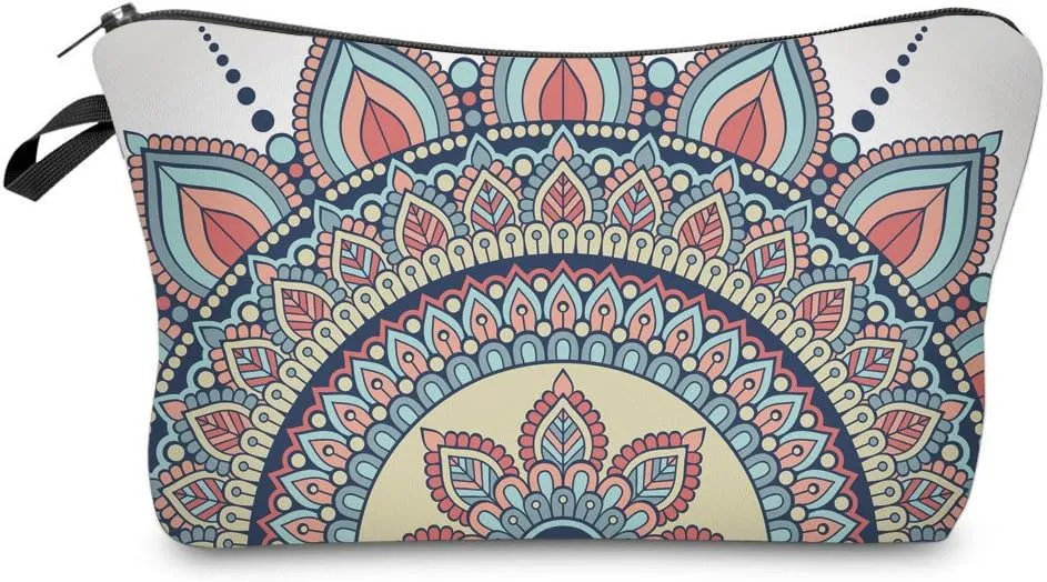 Deanfun Cosmetic Bag for Women, Mandala Flowers Waterproof Makeup Bags Roomy Toiletry Pouch Travel Accessories Gifts (50965)