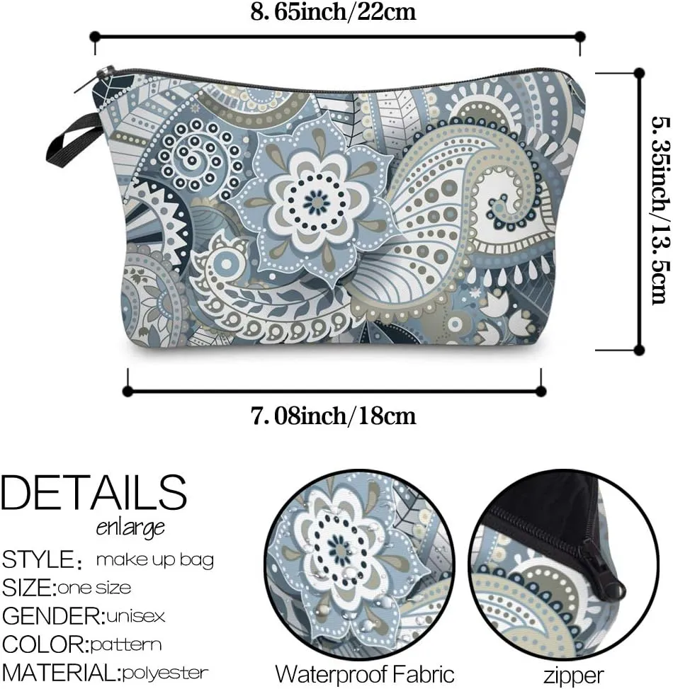 Deanfun Cosmetic Bag for Women, Mandala Flowers Waterproof Makeup Bags Roomy Toiletry Pouch Travel Accessories Gifts (51559)