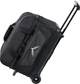 Double Roller 2 Ball Bowling Bag with Separate Shoe Compartment for Bowling Shoes (Up To US Mens Size 15) and Oversized Accessory Pocket, Retractable Handle - Extends to 40"