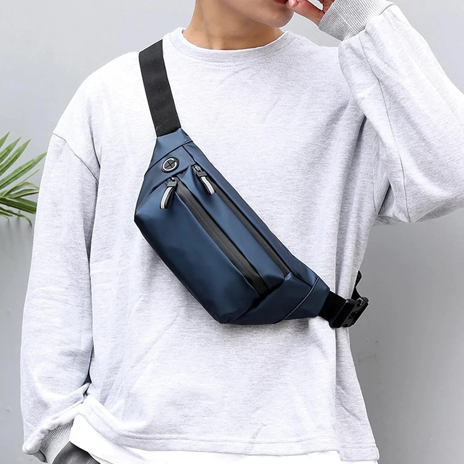 Fanny Pack Men Waterproof Belt BagChest Pack Male Waterproof Waist Bag Outdoor Sports Fanny Pack Men's Travel Shoulder Bags (Champagne)