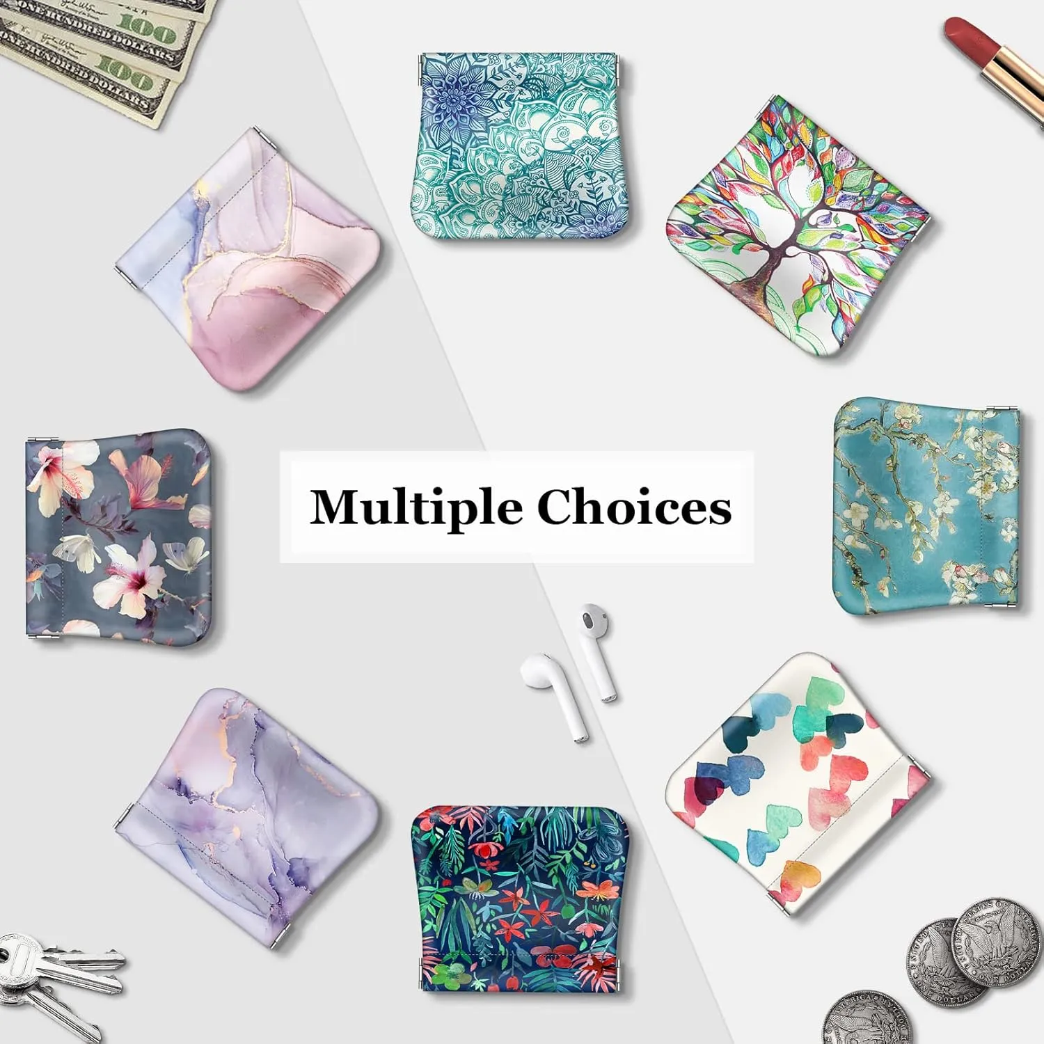 Fintie Squeeze Coin Purse, Fintie PU Leather Coin Pouch Change Holder for Woman (Blossom)