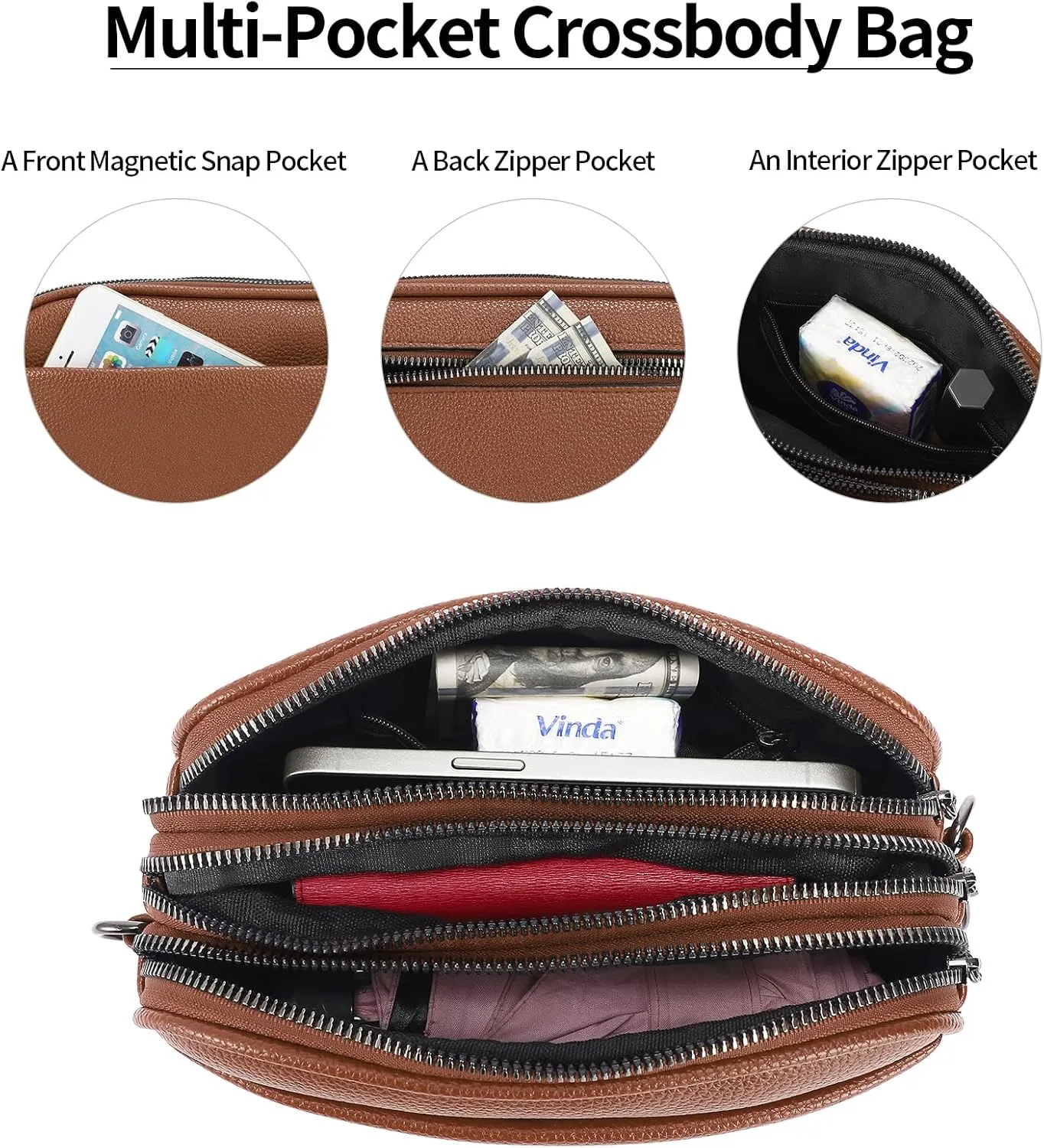 GAEKEAO Small Crossbody Bags for Women Vegan Leather Wide Strap Trendy Design Camera Bag Purse Shoulder Handbag Travel