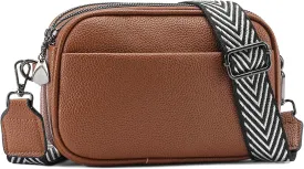 GAEKEAO Small Crossbody Bags for Women Vegan Leather Wide Strap Trendy Design Camera Bag Purse Shoulder Handbag Travel