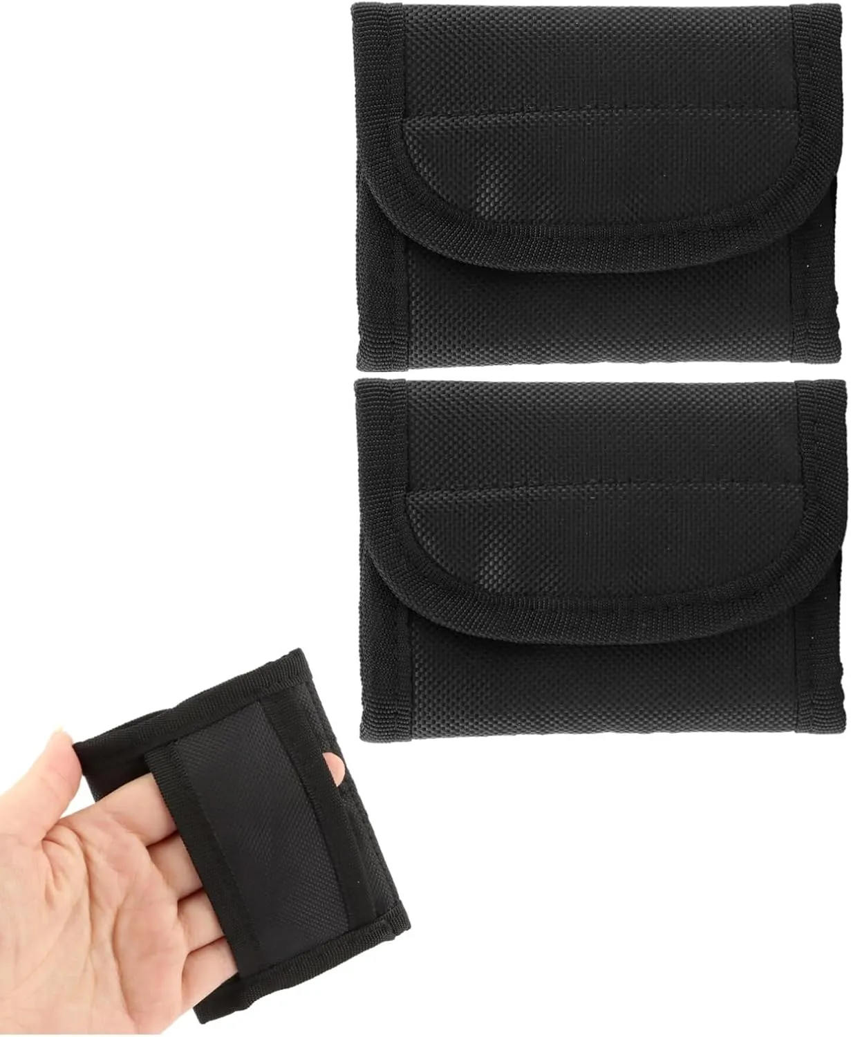 Glove Pouch for Duty Belt, 2Pcs Duty Belt Glove Pouch Double Glove Pouch for Police Firefighter Disposable Pouch Nylon for 2 and 2.25"" Belt(Black)(Black)