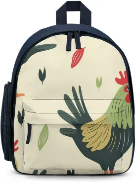 Green Rooster Cute Backpack Daily Casual Daypack Travel Mini Bag with Adjustable Strap Blue-style-36