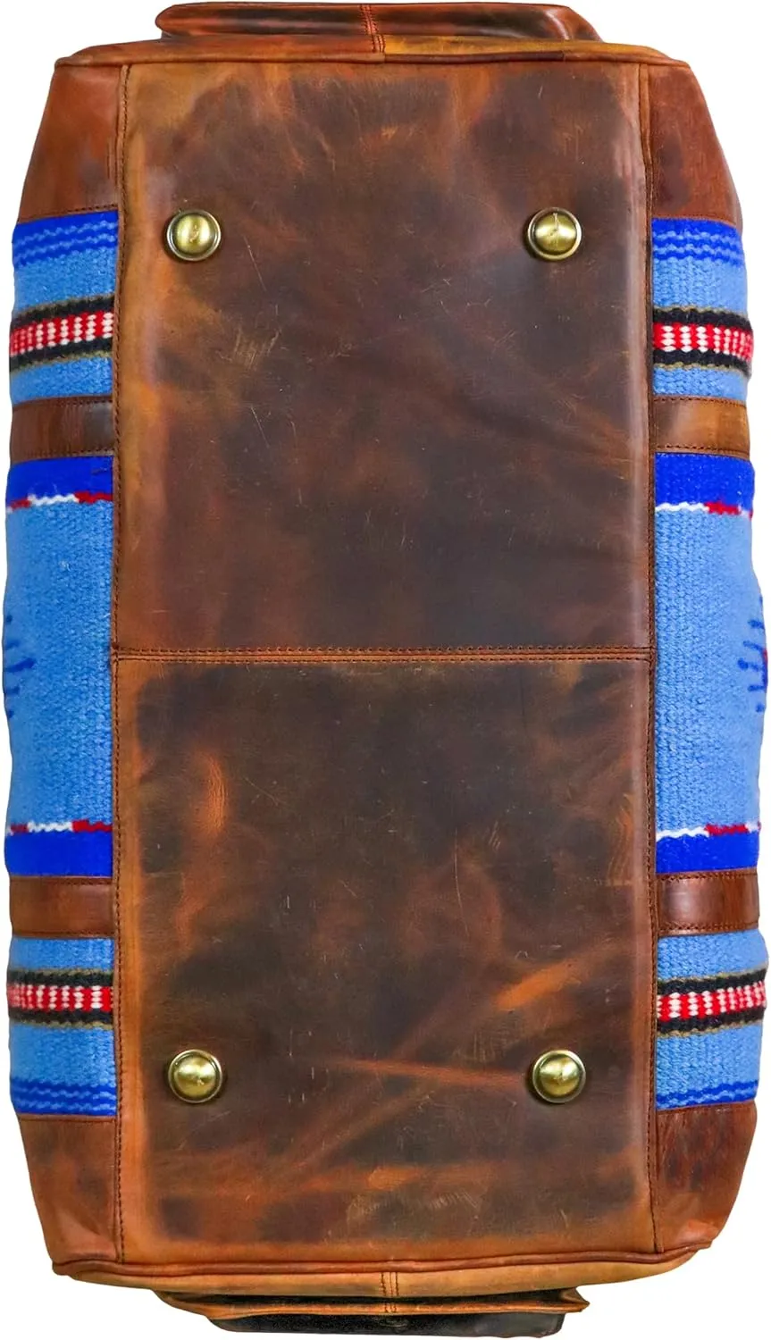 Handmade Duffle Bag leather heavy duty Gym Sports Airplane Overnight Luggage Carry On Unisex Travel Hand Rug Wollen Gift for His/Her (Excluding Shoe Compartment, Rug Duffle Bag ESC_05)