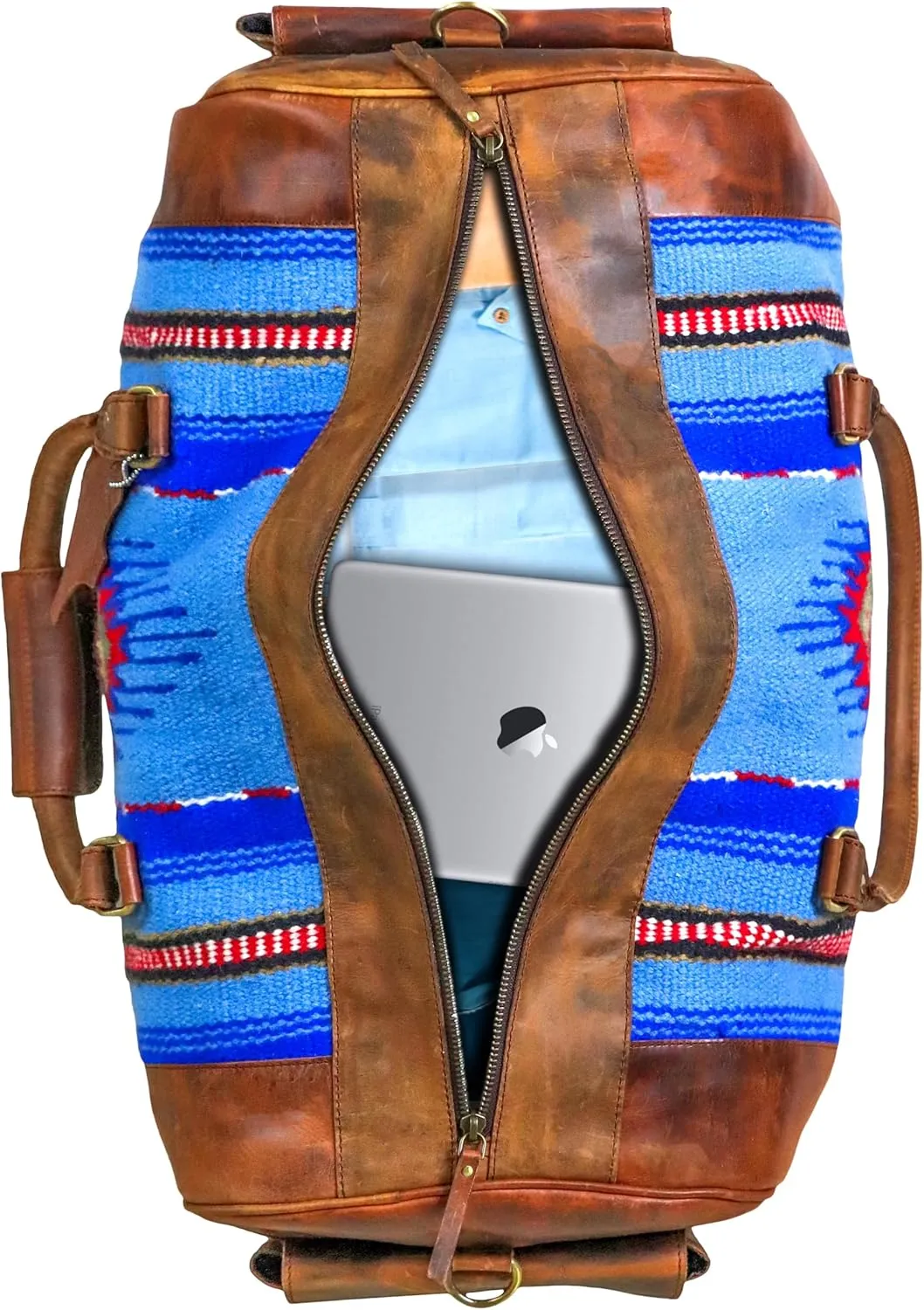 Handmade Duffle Bag leather heavy duty Gym Sports Airplane Overnight Luggage Carry On Unisex Travel Hand Rug Wollen Gift for His/Her (Excluding Shoe Compartment, Rug Duffle Bag ESC_05)