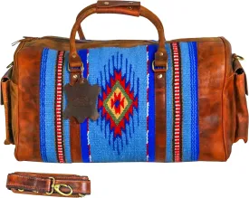 Handmade Duffle Bag leather heavy duty Gym Sports Airplane Overnight Luggage Carry On Unisex Travel Hand Rug Wollen Gift for His/Her (Excluding Shoe Compartment, Rug Duffle Bag ESC_05)