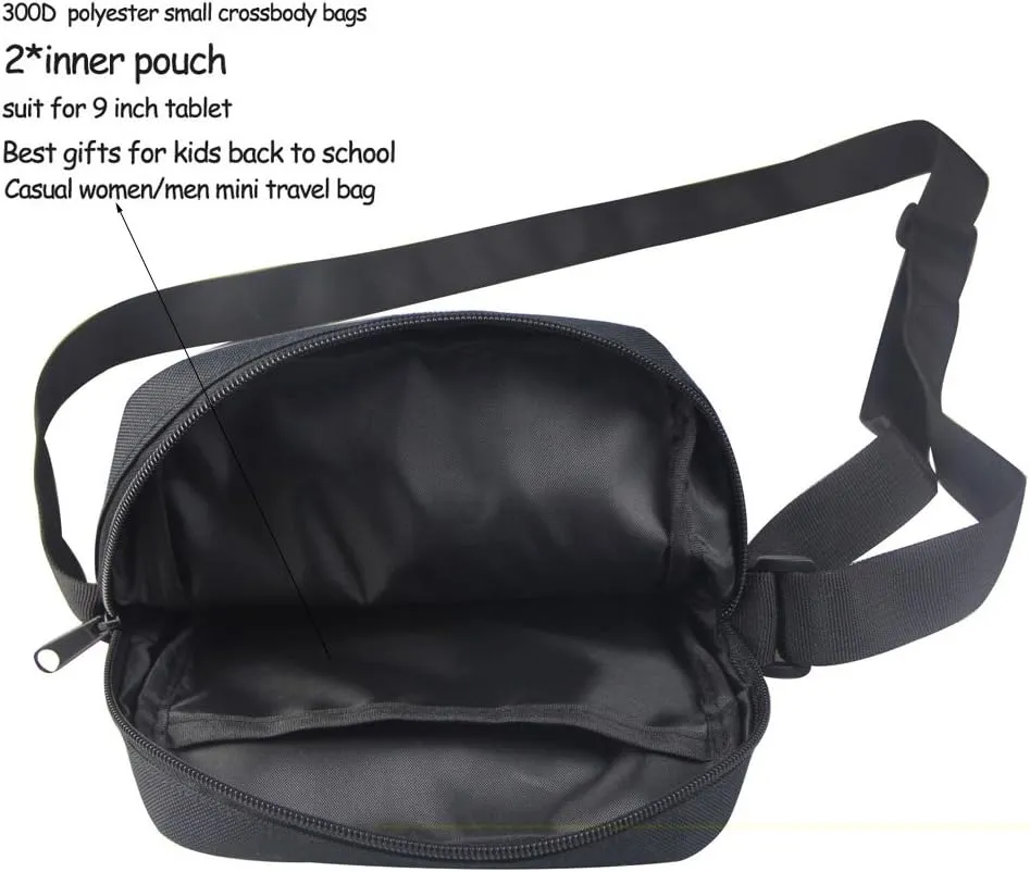 HUGS IDEA Black Horse Print Mini Messneger Bag Shoulder Handbag Outer Travel Cross Body Bags Purse
