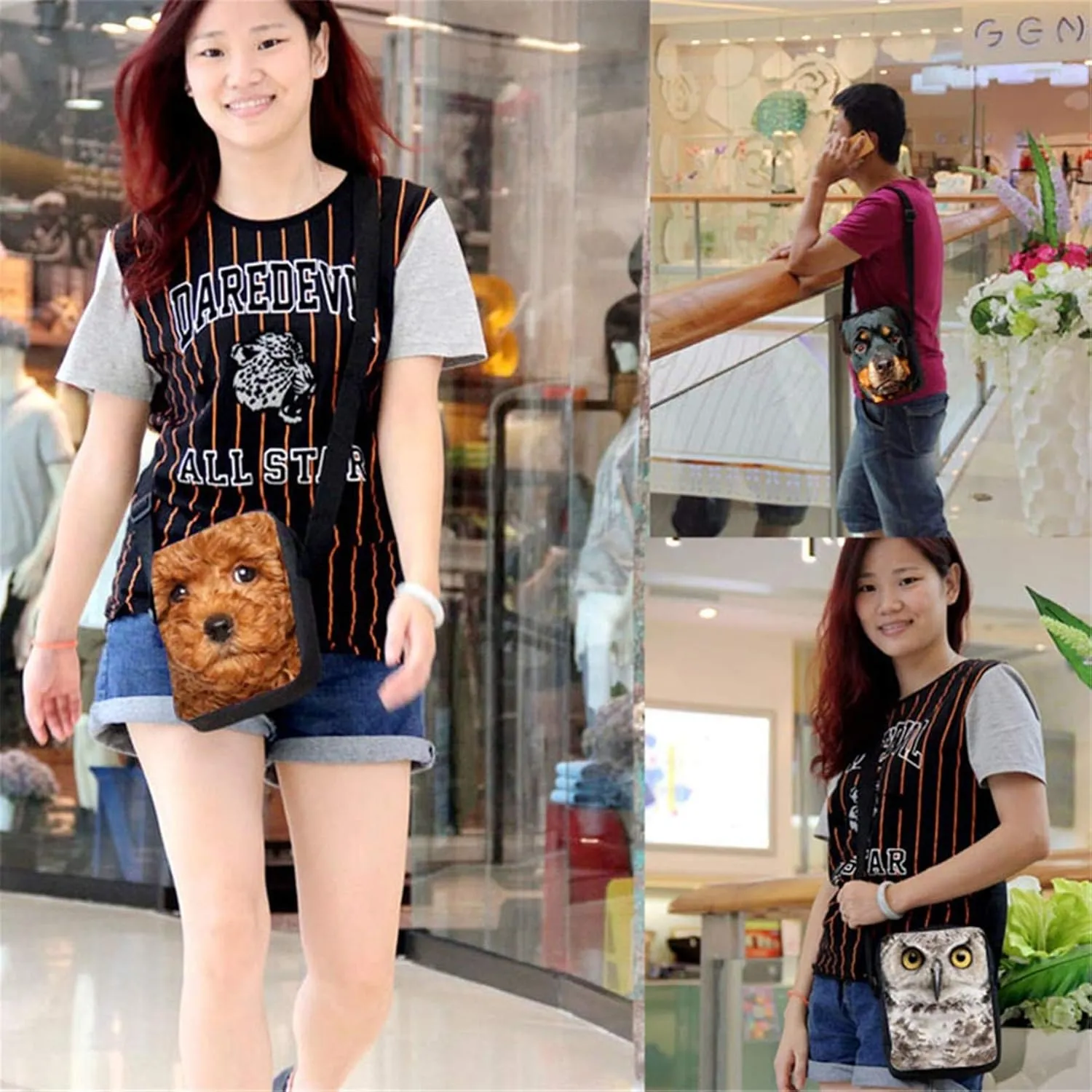 HUGS IDEA Black Horse Print Mini Messneger Bag Shoulder Handbag Outer Travel Cross Body Bags Purse