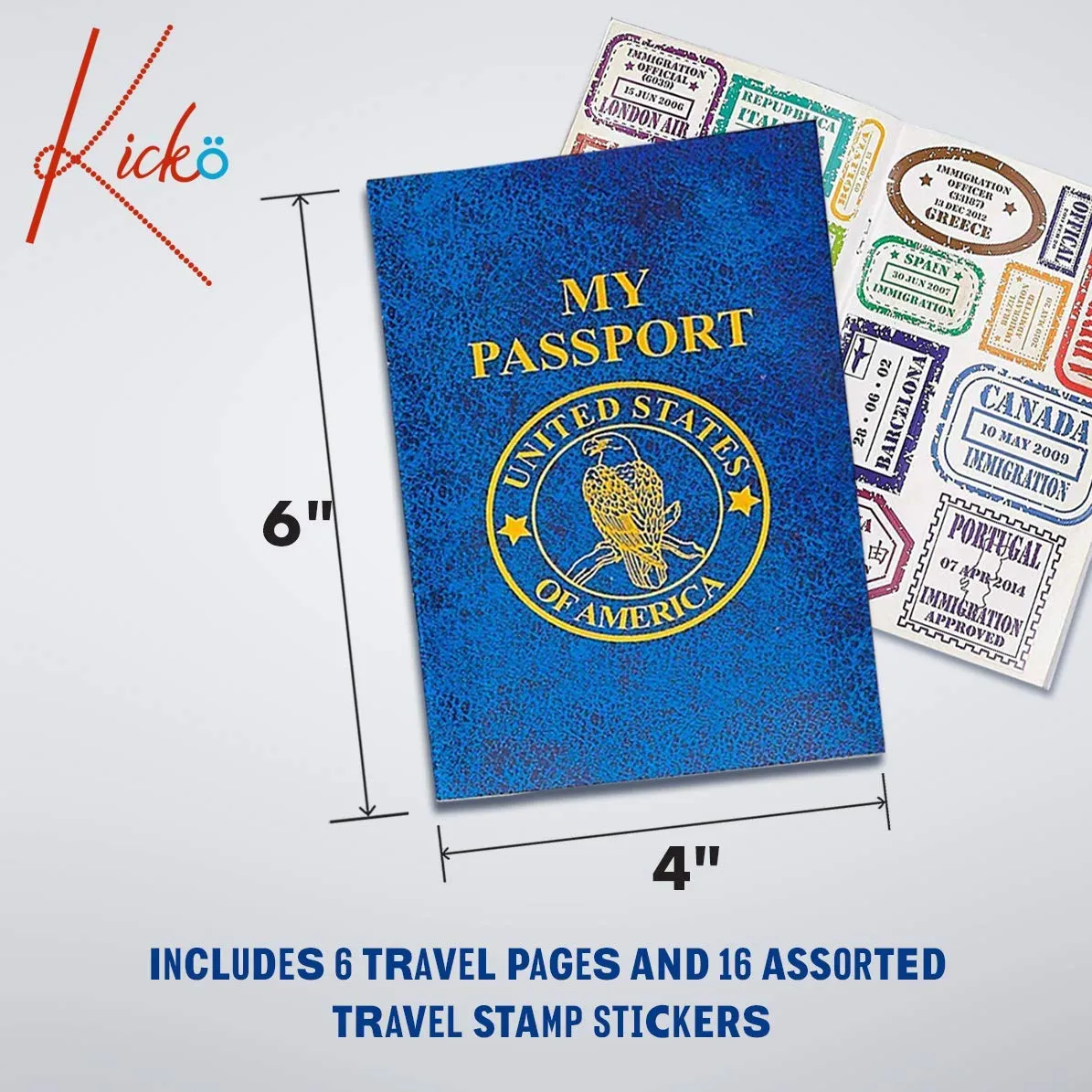 Kicko Passport Sticker Book For Boys And Girls - 12 Pack Pad Of Famous Places