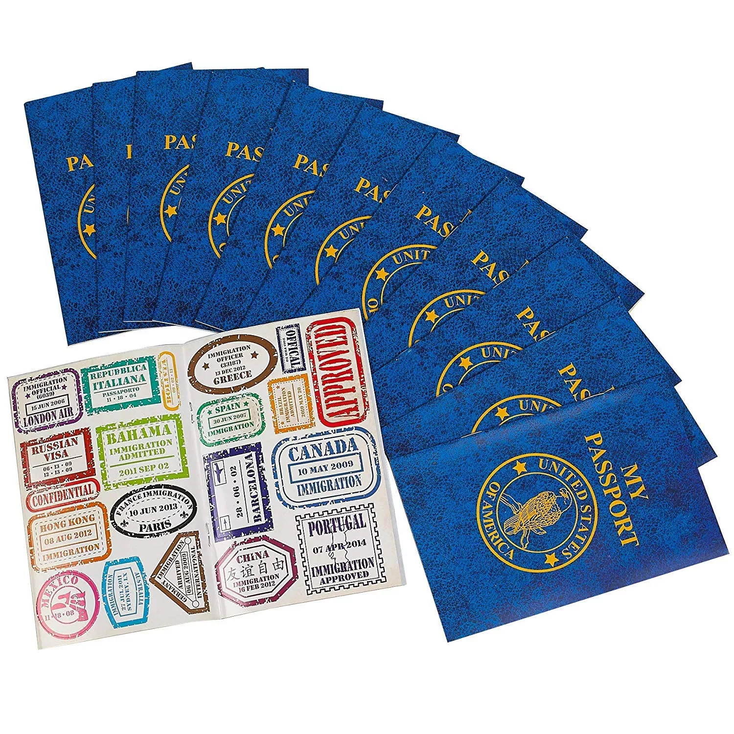 Kicko Passport Sticker Book For Boys And Girls - 12 Pack Pad Of Famous Places