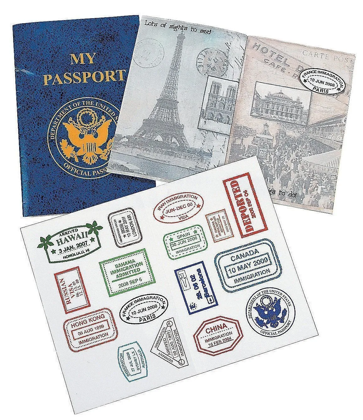Kicko Passport Sticker Book For Boys And Girls - 12 Pack Pad Of Famous Places