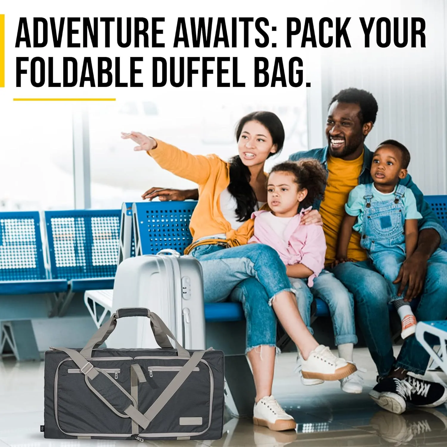 LEGEND 40L Foldable Duffle Bag for Travel - Packable Duffle Bags w/Shoe Compartment - Tear Resistant Collapsible Duffel Bags for Traveling - Lightweight Folding Duffel Bag for Men & Women -Dark Gray
