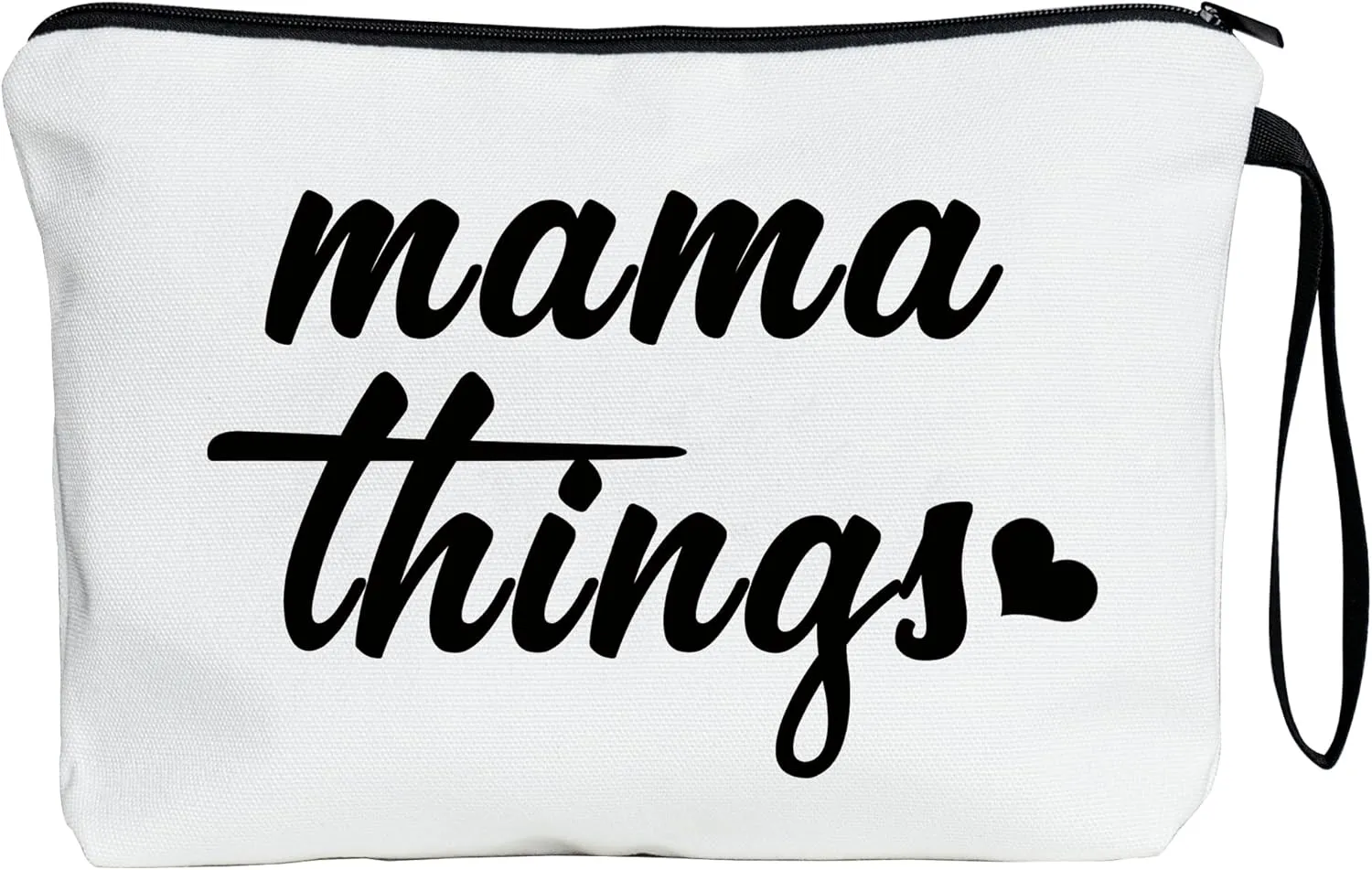 METALPHA Cute Makeup Bag for Mom Zipper Canvas Make Up Bag Gifts for Mom Large Pencil Pouch Bag with Wrist Strap, Mama Things Cosmetic Bags Makeup Pouch